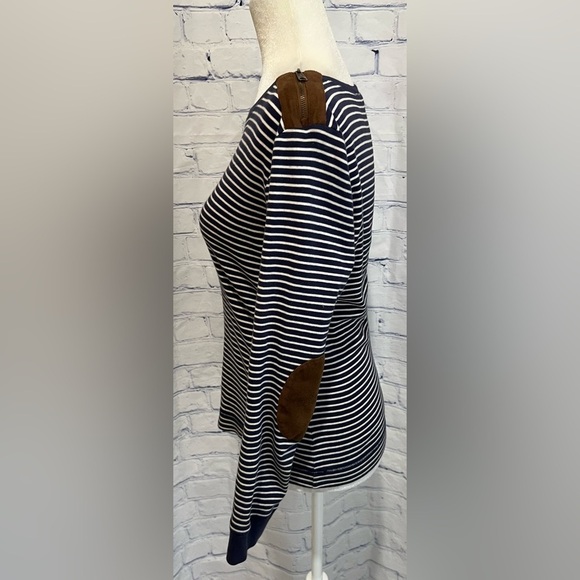 Lauren Ralph Lauren striped sweater with faux suede elbow patches size M - Picture 3 of 7